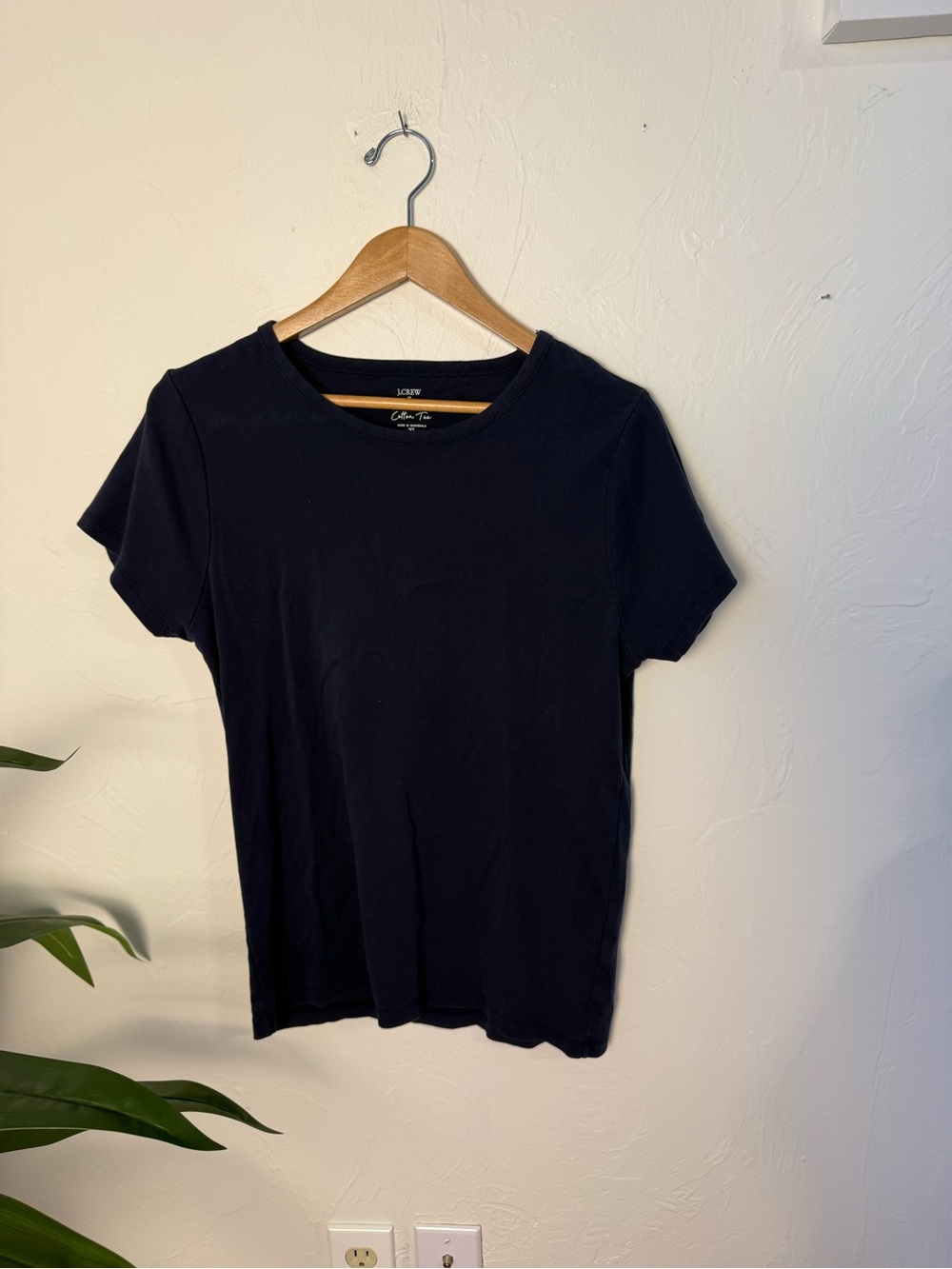 J Crew Fine Rib Cotton Tee Navy Blue Crew Neck Short Sleeve Top XL - Picture 2 of 4